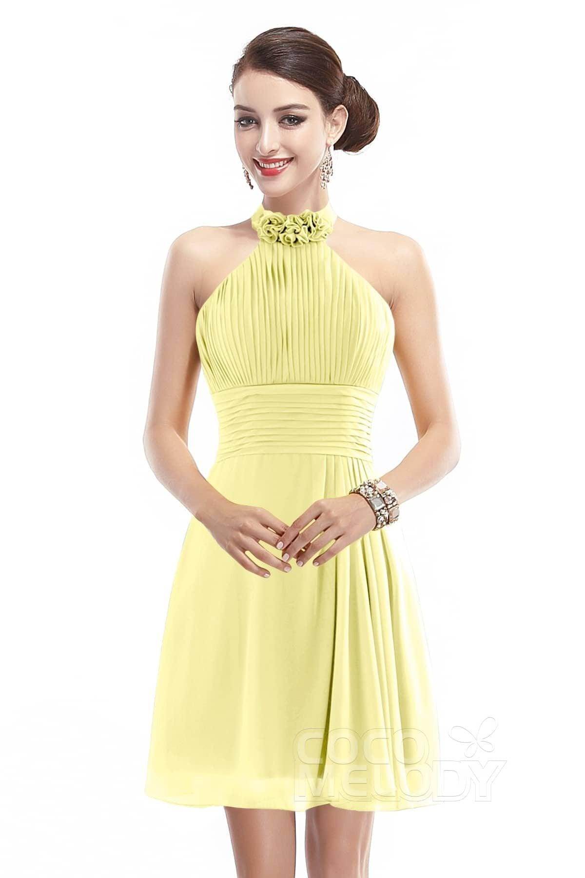 A-Line Short-Mini Chiffon Bridesmaid Dress COZK1401B - COCOMELODY